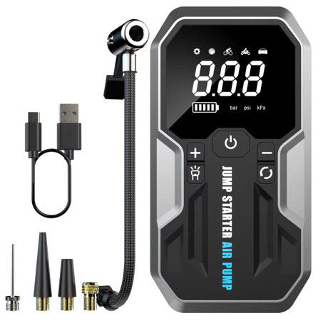Portable 4-in-1 Car Jump Starter with Air Inflator & Power Bank