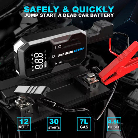 Portable 4-in-1 Car Jump Starter with Air Inflator & Power Bank